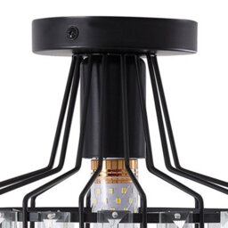 Komore Crystal Semi-Flush Ceiling Lamp Matte Black Iron Frame,e27 - thumbnail 7