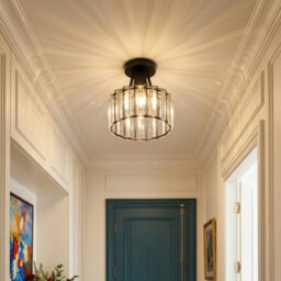 Komore Crystal Semi-Flush Ceiling Lamp Matte Black Iron Frame,e27 - thumbnail 3