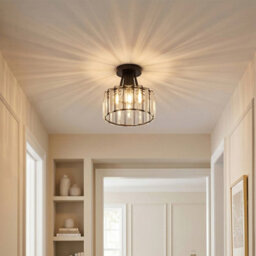Komore Crystal Semi-Flush Ceiling Lamp Matte Black Iron Frame,e27 - thumbnail 2
