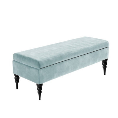 Safar Plain 90Cm Ottoman Storage Bench - Plush Velvet Shoe Bench - Silver Upholstery Footstool With Storage - image 1