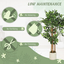 Wyld Haus Rokalo 120Cm Artificial Ficus Tree With Solid Wood Trunk And Pot - Real-Touch Leaves, Green - thumbnail 5