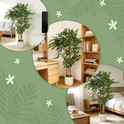 Wyld Haus Rokalo 120Cm Artificial Ficus Tree With Solid Wood Trunk And Pot - Real-Touch Leaves, Green - thumbnail 7