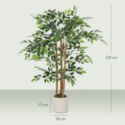 Wyld Haus Rokalo 120Cm Artificial Ficus Tree With Solid Wood Trunk And Pot - Real-Touch Leaves, Green - thumbnail 3