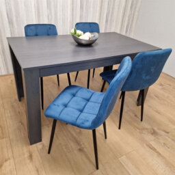 Kosy Koala Modern Charcoal Dining Table Set With 4 Blue Velvet Chairs Dining Room Furniture - thumbnail 5