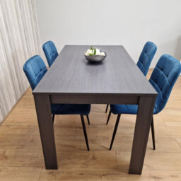 Kosy Koala Modern Charcoal Dining Table Set With 4 Blue Velvet Chairs Dining Room Furniture - thumbnail 6