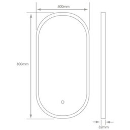 FNX Bathrooms Berlin Oval Led Bathroom Mirror: Tunable White, Dimmable, Anti-Fog Demister Pad - 400X800mm Ip44 Rated - thumbnail 2