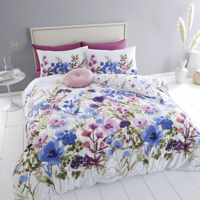 Catherine Lansfield Bedding Countryside Floral Floral Duvet Cover Set With Pillowcase Pink / Blue - image 1