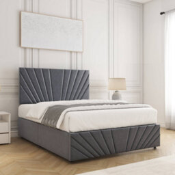 Bsspoke Rose Divan Bed Set Steel Plush Velvet 24Inch Panel Headboard & 12Inch Footboard No Mattress No Drawers In All Sizes - thumbnail 3