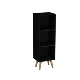 Urbn-Living Urbnliving 80Cm Height 3 Tier Black Wooden Storage Cube Bookcase Scandinavian Style Pine Legs - thumbnail 1