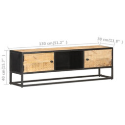 Berkfield Durable Tv Cabinet With Carved Door 130X30X40 Cm Rough Mango Wood - thumbnail 7