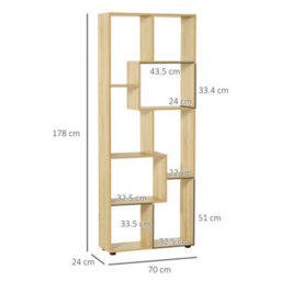 Wyld Haus Nevi Ludo Wood Tall 8-Cube Bookcase Room Divider, Natural Light Wood Grain, 70 X 24 X 178 Cm - thumbnail 3