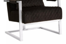 Orsina Luxe Black Velvet Armchair With Chrome Frame, Quilted Accent Lounge Chair For Living Room - thumbnail 6