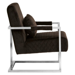 Orsina Luxe Black Velvet Armchair With Chrome Frame, Quilted Accent Lounge Chair For Living Room - thumbnail 3
