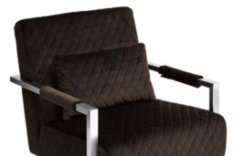 Orsina Luxe Black Velvet Armchair With Chrome Frame, Quilted Accent Lounge Chair For Living Room - thumbnail 5