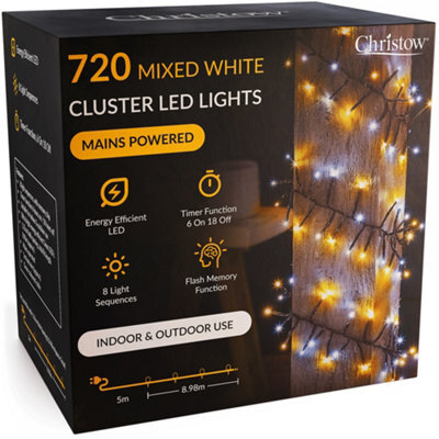 Christow Cluster Christmas Tree Lights Indoor Outdoor Timer 480/720/1000/2000/3000 Led - image 1