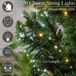 Christow Cluster Christmas Tree Lights Indoor Outdoor Timer 480/720/1000/2000/3000 Led - thumbnail 2