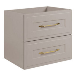 Heze Furniture Classic Bathroom 2 Drawer Wall Cabinet Vanity Unit 60Cm With Worktop - Cashmere - thumbnail 4