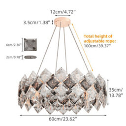 Vrygle 60Cm Heavy Duty  6-Light Crystal Chandelier Led Lamp Kitchen Island Indoor Light Fixtures - thumbnail 2