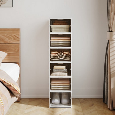 Darphe White 6 Tier Foldable Plastic Shoe Storage Unit With Clear Doors - image 1