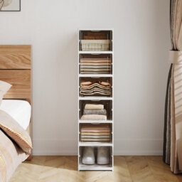 Darphe White 6 Tier Foldable Plastic Shoe Storage Unit With Clear Doors - thumbnail 1