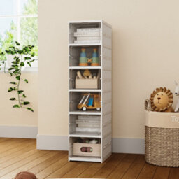 Darphe White 6 Tier Foldable Plastic Shoe Storage Unit With Clear Doors - thumbnail 2