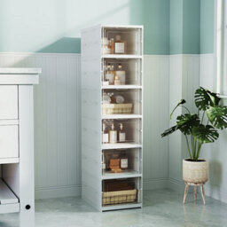 Darphe White 6 Tier Foldable Plastic Shoe Storage Unit With Clear Doors - thumbnail 3