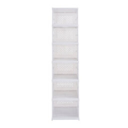 Darphe White 6 Tier Foldable Plastic Shoe Storage Unit With Clear Doors - thumbnail 4