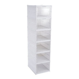 Darphe White 6 Tier Foldable Plastic Shoe Storage Unit With Clear Doors - thumbnail 5