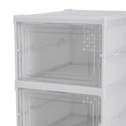 Darphe White 6 Tier Foldable Plastic Shoe Storage Unit With Clear Doors - thumbnail 6