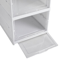 Darphe White 6 Tier Foldable Plastic Shoe Storage Unit With Clear Doors - thumbnail 7