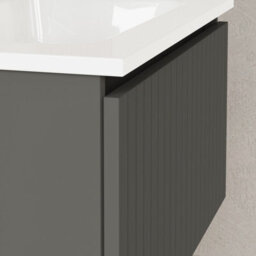 Banyetti Linea Matt Grey Ribbed Wall Hung Vanity Unit 600mm X 460mm - thumbnail 2