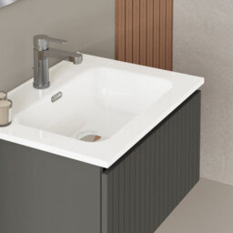 Banyetti Linea Matt Grey Ribbed Wall Hung Vanity Unit 600mm X 460mm - thumbnail 3