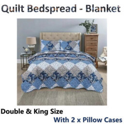 TheWhiteWater Limited Bedspread - Luxury Quilted - Reversible - Bed Throw Warm Quilt - Bedspread Patchwork Oceano Design Set 150 Gsm - 3 Tog - thumbnail 3