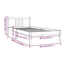 Berkfield Bed Frame Honey Brown Solid Wood 90X200 Cm - thumbnail 9