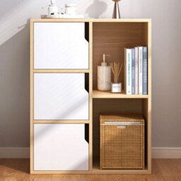 Living And Home Wooden Storage Shelf Bookcase Cabinet,freestanding Bookcase Rack Bookshelf W50Cm X D25Cm X H80Cm - thumbnail 1