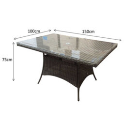 Signature Weave Darcey Wicker 6 Seater Dining Table Natural Rectangular - thumbnail 1