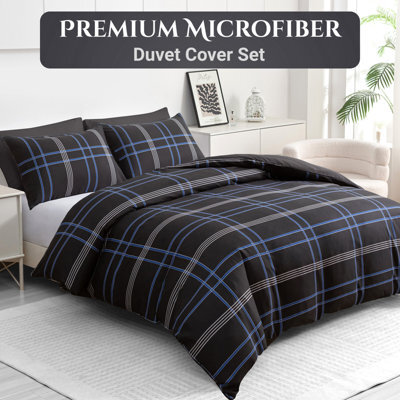 Lazzaro Luxury Microfiber King Duvet Cover Set Durable Lightweight Bedding Sets With Zipper Closure - image 1