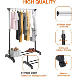 Adjustable Mobile Clothes Coat Garment Hanging Rail - thumbnail 3