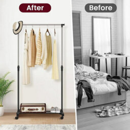 Adjustable Mobile Clothes Coat Garment Hanging Rail - thumbnail 5