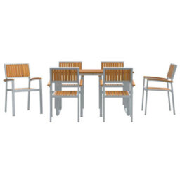 Berkfield Garden Dining Set 7 Pcs Grey And Brown 140 X 80 X 75 Cm - thumbnail 7