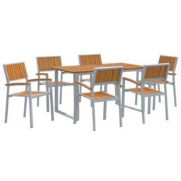 Berkfield Garden Dining Set 7 Pcs Grey And Brown 140 X 80 X 75 Cm - thumbnail 2