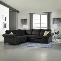 Modern Black Oakland Chesterfield Faux Leather Corner Sofa 240Cm X 240Cm - High Back Cushions With Buttons On Bottom - thumbnail 1