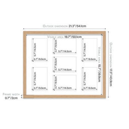 20X16 Inch 7 Opening Photo Collage Frame, Display Seven 6X4 Inch Photos, Multi Aperture Family Picture Frame, Oak - thumbnail 4