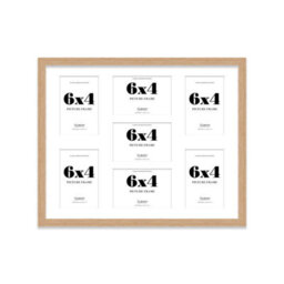 20X16 Inch 7 Opening Photo Collage Frame, Display Seven 6X4 Inch Photos, Multi Aperture Family Picture Frame, Oak - thumbnail 2