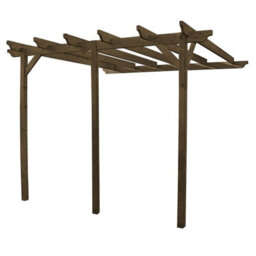 Rutland County Garden Furniture Wall Mounted Garden Pergola 3 Posts - Wood - L300 X W720 X H270 Cm - Rustic Brown - thumbnail 2