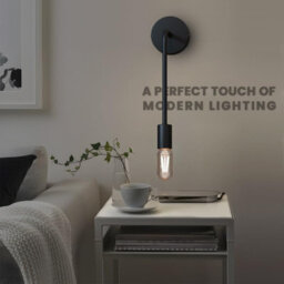 Modern Black Wall Light Led Bulb Vertical Wall Sconce Metal Industrial Minimalist Lamp With Bulb - thumbnail 5