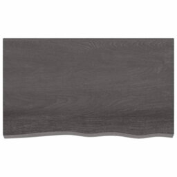 Berkfield Wall Shelf Dark Grey 100X60X2 Cm Treated Solid Wood Oak - thumbnail 2