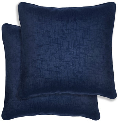 Enhanced Living Pair Of Vogue Navy Textured Cushion Covers - 43X43Cm - Cases Only - image 1