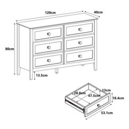 Melody Maison Large 6 Drawer Chest Of Drawers And Pair Of 3 Drawer Bedside Tables - Rowley White Range - thumbnail 7