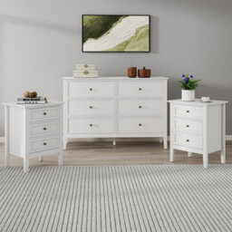 Melody Maison Large 6 Drawer Chest Of Drawers And Pair Of 3 Drawer Bedside Tables - Rowley White Range - thumbnail 2